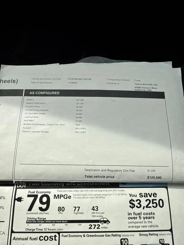 2020 Tesla Model X Performance Dual Motor All-Wheel Drive