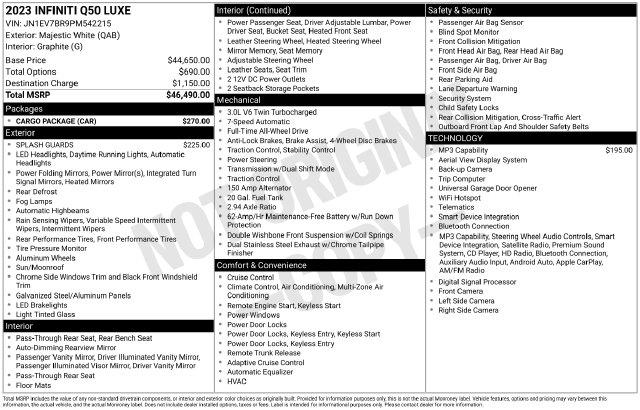 2023 INFINITI Q50 LUXE AWD for sale in Madison Heights, VA