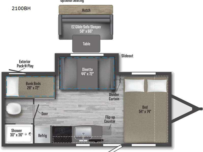 2022 Winnebago Micro Minnie 2100BH TRAVEL TRAILER