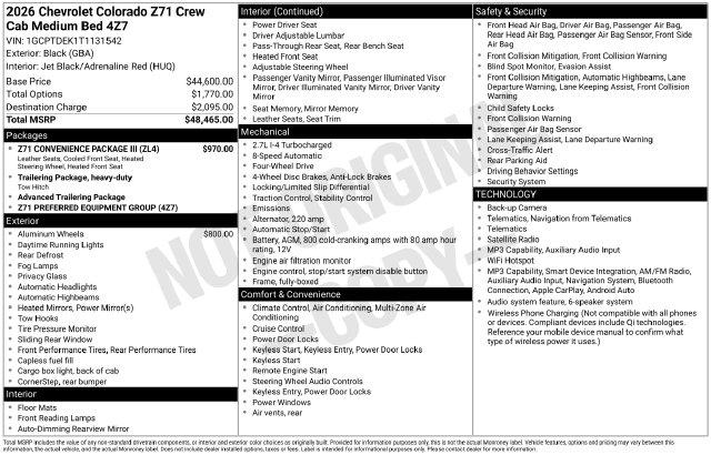 Used 2026 Chevrolet Colorado Z71  4WD For Sale in Muscle Shoals, AL