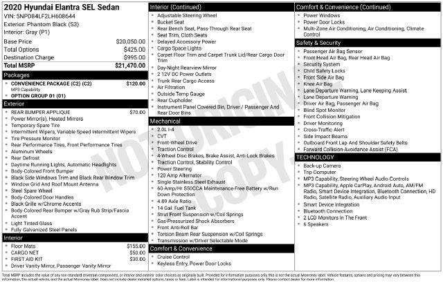 Used 2020 Hyundai Elantra SEL For Sale in Olive Branch, MS