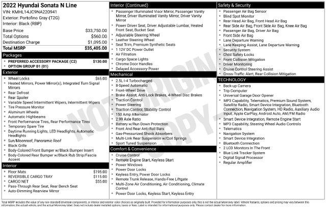 Used 2022 Hyundai Sonata N Line For Sale in Olive Branch, MS