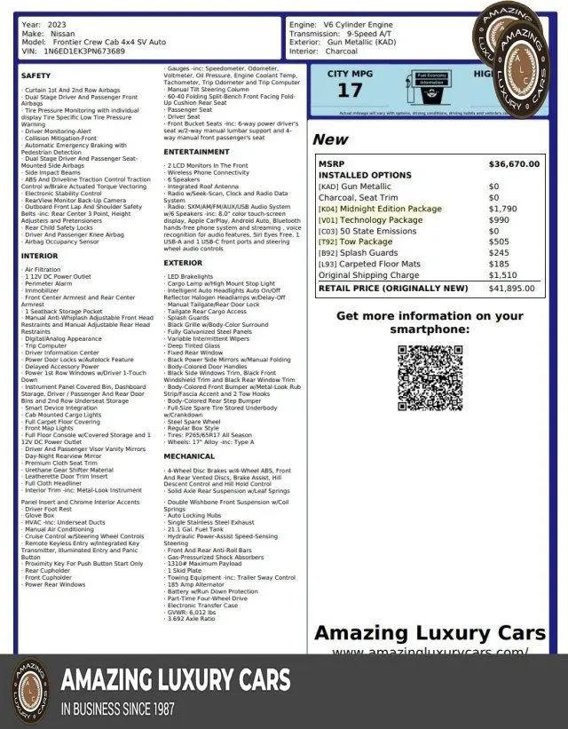 2023 Nissan Frontier Crew Cab SV 4x4 for sale in Snellville, GA