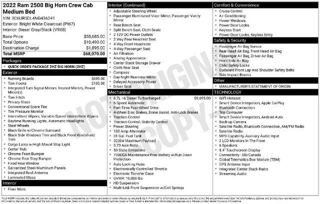 2022 Ram 2500 Big Horn Crew Cab 4x4 64 Box