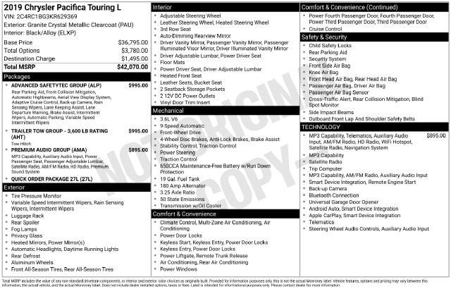 2019 Chrysler Pacifica Touring L