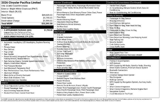 2026 Chrysler Pacifica Limited