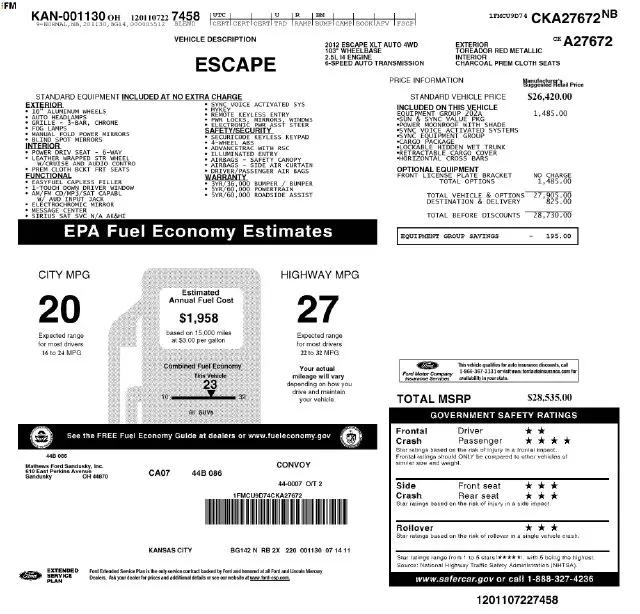 2012 Ford Escape for sale near Norwalk, OH