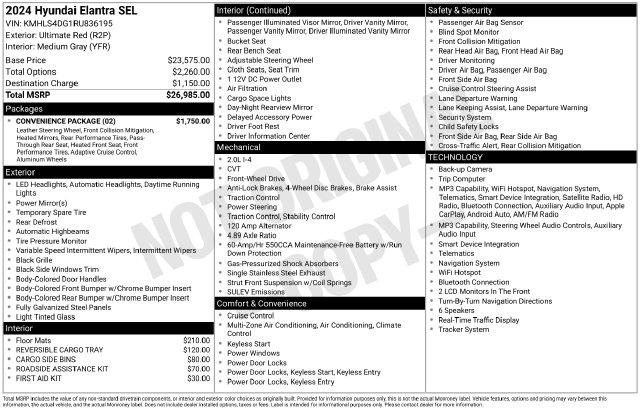 Used 2024 Hyundai Elantra SEL For Sale in Olive Branch, MS