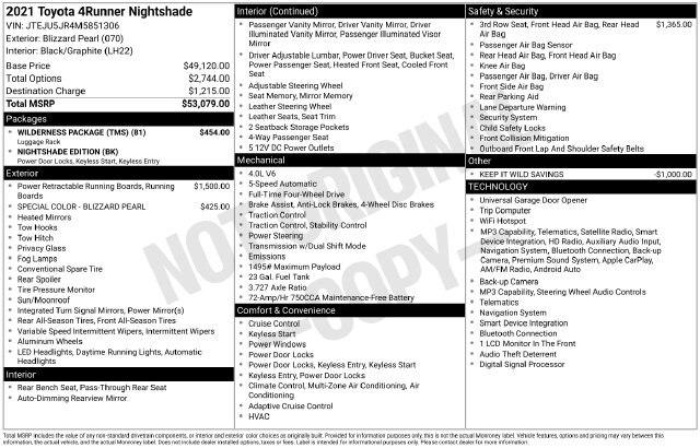 2021 Toyota 4Runner Nightshade Special Edition