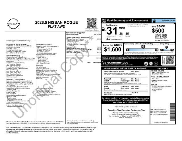 2026 Nissan Rogue Platinum for sale in Fishers, IN