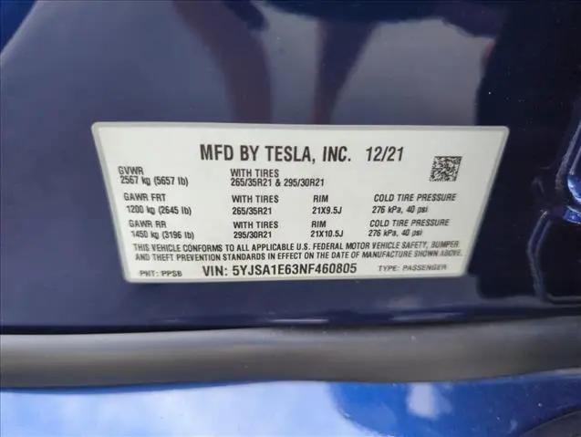 2022 Tesla Model S Plaid Tri Motor All-Wheel Drive