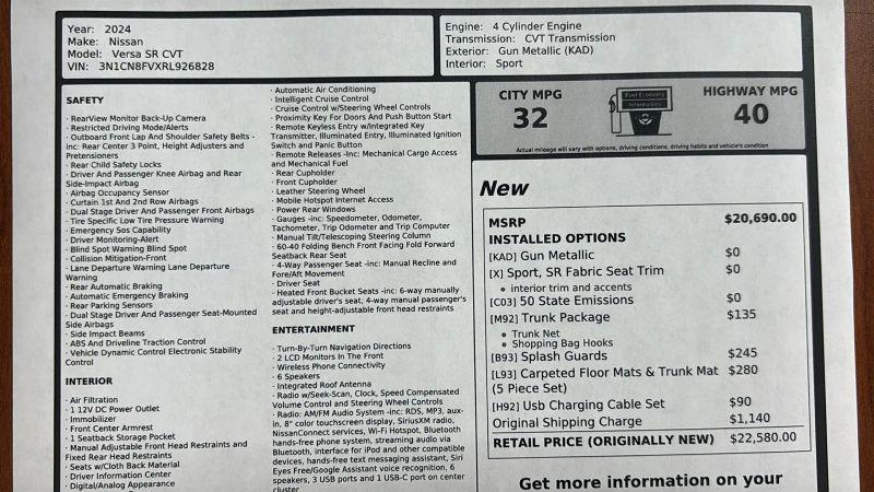 2024 Nissan Versa 1.6 SR