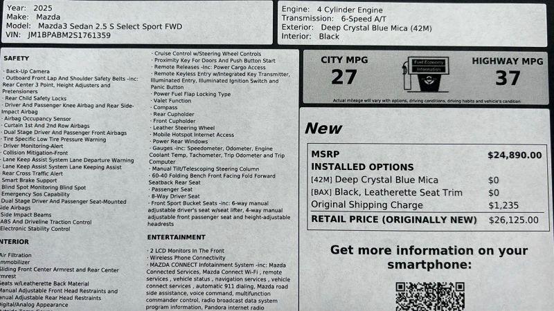 2025 Mazda Mazda3 2.5 S Select Sport