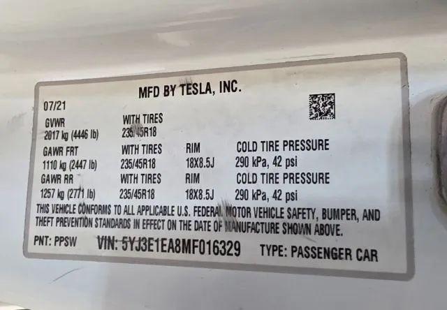2021 Tesla Model 3 Standard Range Plus Rear-Wheel Drive