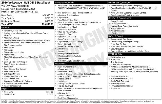 2016 Volkswagen Golf GTI S 2-Door for sale in Cockeysville, MD