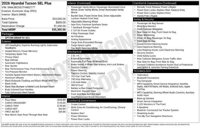 2026 Hyundai Tucson SEL Plus