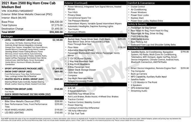 2021 Jeep Ram 2500 Big Horn Crew Cab 4x4 64 Box