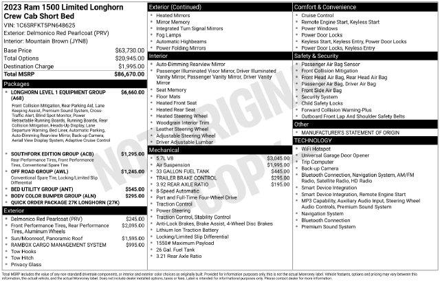 2023 Ram 1500 Limited Longhorn Crew Cab 4x4 57 Box