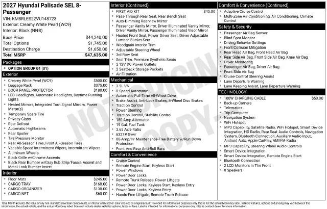 2027 Hyundai Palisade SEL 8P for sale in Willow Grove, PA