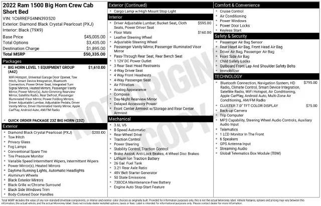 2022 Ram 1500 Big Horn Crew Cab 4x2 57 Box