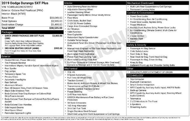 2019 Dodge Durango SXT AWD