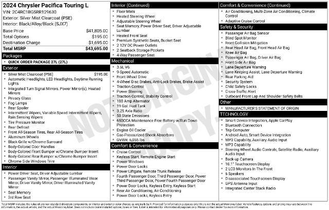 2024 Chrysler Pacifica Touring L for sale in El Dorado Springs, MO