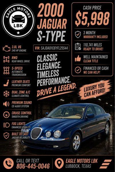 2000 Jaguar S-TYPE 3.0L V6 for sale in Lubbock, TX