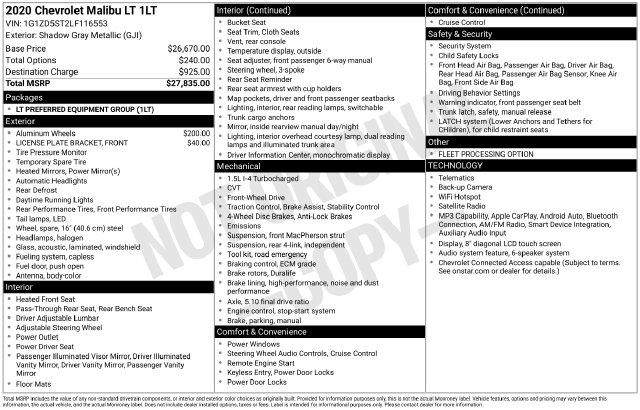 2020 Chevrolet Malibu FWD LT for sale in Madison Heights, VA