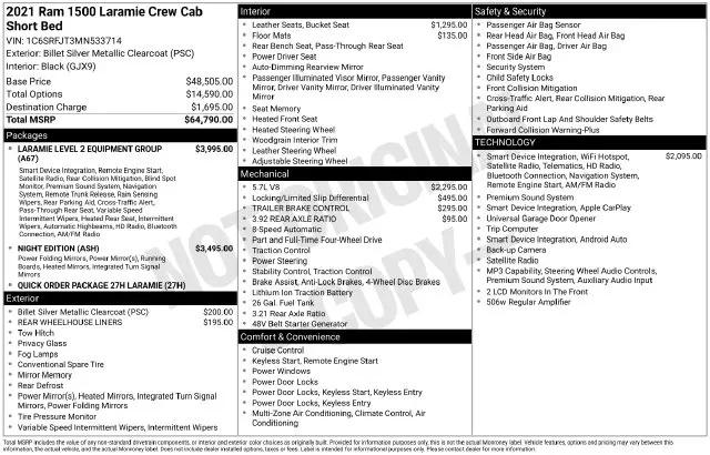 2021 Ram 1500 Laramie Crew Cab 4x4 57 Box