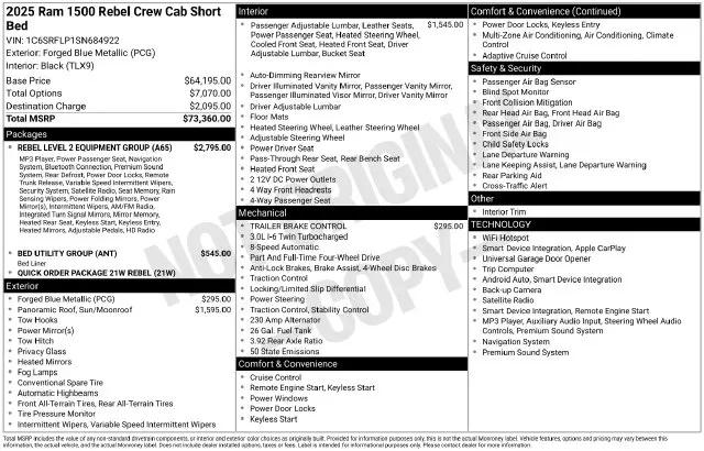 2025 Ram 1500 Rebel Crew Cab 4x4 57 Box