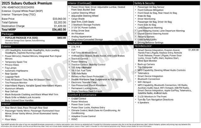 2025 Subaru Outback Premium