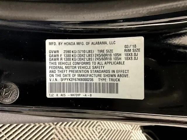 2019 Honda Ridgeline RTL-T
