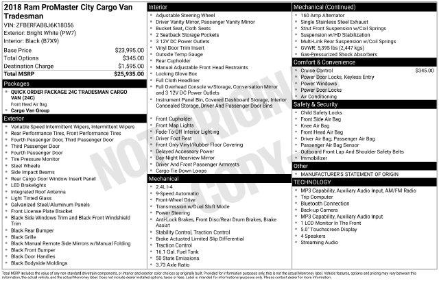 2018 Ram ProMaster City Cargo Van Tradesman Cargo Van for sale in Madison Heights, VA