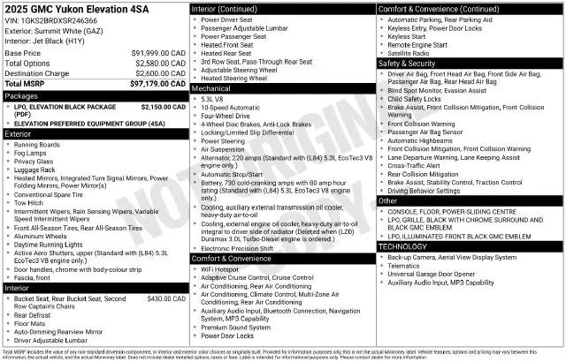 2025 GMC Yukon Elevation 4WD