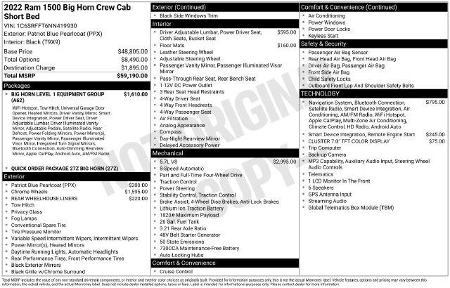2022 Ram 1500 Big Horn Crew Cab 4x4 57 Box