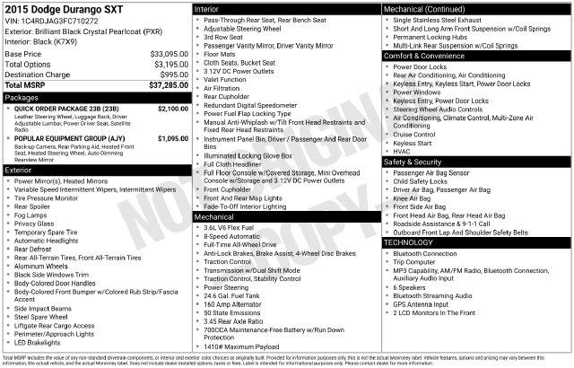 Used 2015 Dodge Durango SXT For Sale in Muscle Shoals, AL