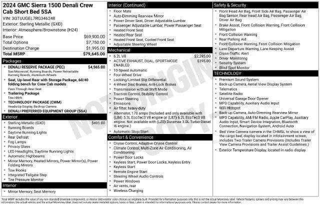 2024 GMC Sierra 1500 4WD Crew Cab Short Box Denali for sale in Marshfield, WI
