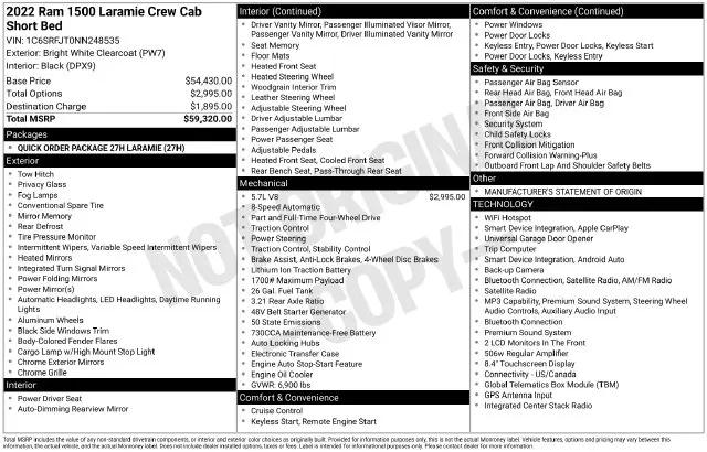 2022 Ram 1500 Laramie Crew Cab 4x4 57 Box