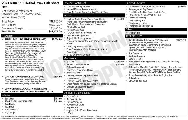 2021 Ram 1500 Rebel Crew Cab 4x4 57 Box