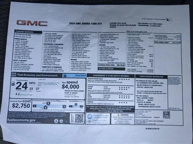 Used 2024 GMC Sierra 1500 4WD Crew Cab Short Box AT4 Four Wheel Drive Crew Cab