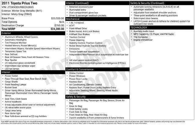 2011 Toyota Prius Two for sale in Lafayette, IN