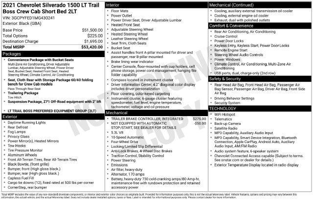 2021 Chevrolet Silverado 1500 4WD Crew Cab Short Bed LT Trail Boss