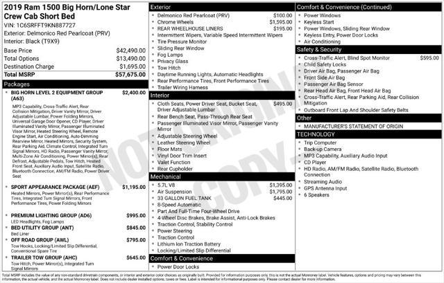 2019 Ram 1500 Big Horn/Lone Star Crew Cab 4x4 57 Box for sale in FARGO, ND