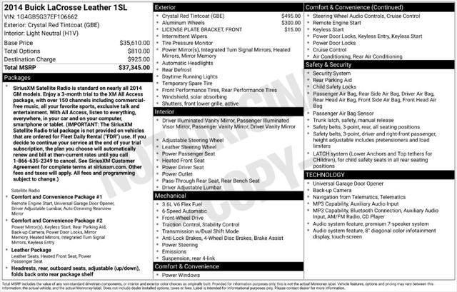 2014 Buick LaCrosse Leather Group