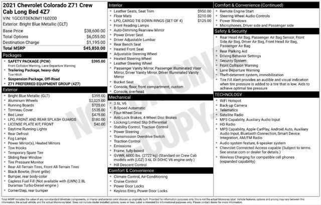 2021 Chevrolet Colorado 4WD Crew Cab Long Box Z71