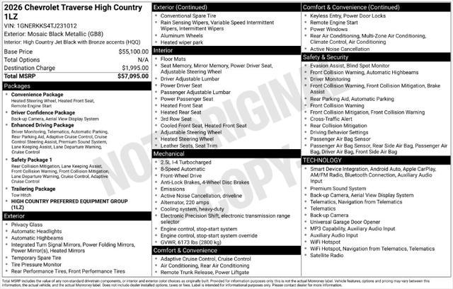 2026 Chevrolet Traverse FWD High Country
