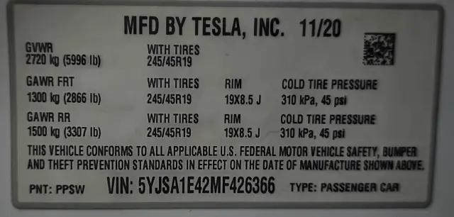 2021 Tesla Model S Performance Dual Motor All-Wheel Drive