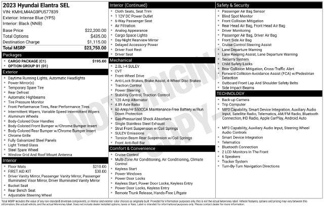 Used 2023 Hyundai Elantra SEL For Sale in Olive Branch, MS