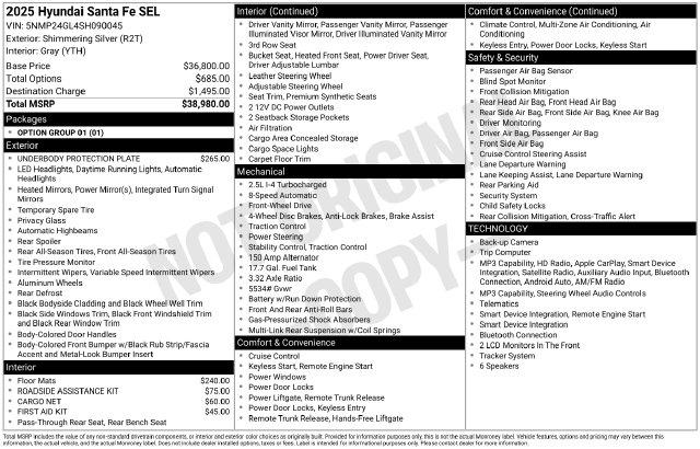 Used 2025 Hyundai Santa Fe SEL For Sale in Olive Branch, MS
