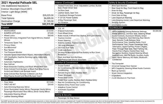Used 2021 Hyundai Palisade SEL For Sale in Millington, TN